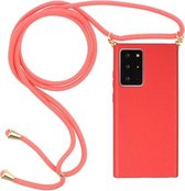 Voor Samsung Galaxy Note20 Ultra tarwestro materiaal + TPU beschermhoes met draagkoord (rood)