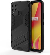 Voor OPPO Realme C15 Punk Armor 2 in 1 PC + TPU schokbestendig hoesje met onzichtbare houder (zwart)