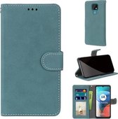 Voor Motorola Moto E7 Retro Frosted Horizontale Flip PU lederen tas met houder & kaartsleuven & portemonnee & fotolijst (blauw)