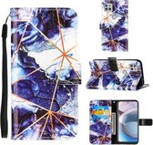 Voor Motorola Moto One 5G Ace Marble Stitching Horizontal Flip PU Leather Case met houder & kaartsleuven & portemonnee & lanyard (marineblauw)