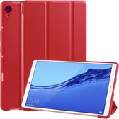 Voor Huawei MediaPad M6 8.4 inch 3-vouw horizontaal Flip PU-leer + schokbestendig honingraat TPU-hoes met houder (rood)