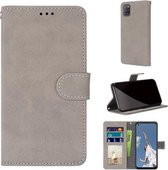 Voor OPPO A52 / A92 / A72 Retro Frosted Horizontale Flip PU lederen tas met houder & kaartsleuven & portemonnee & fotolijst (grijs)