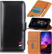 Voor Kyocera ONE S8 3-Kleur Parel Textuur Magnetische Gesp Horizontale Flip PU Lederen Case met Kaartsleuven & Portemonnee & Houder (Zwart)