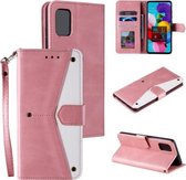 Voor Samsung Galaxy A72 5G / 4G Stiksels Kalfsstructuur Horizontale Flip Leren Case met Houder & Kaartsleuven & Portemonnee (Rose Goud)