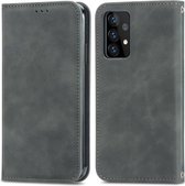 Voor Samsung Galaxy A72 5G Retro Skin Feel Business Magnetische Horizontale Flip Leren Case met Houder & Kaartsleuven & Portemonnee & Fotolijst (Grijs)