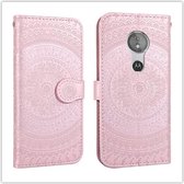 Voor Sony Xperia L3 Pressed Printing Pattern Horizontale Flip PU Leather Case met houder & kaartsleuven & portemonnee & & Lanyard (roze)