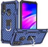 Voor Xiaomi Redmi 7 magnetisch pantser schokbestendig TPU + pc-hoesje met metalen ringhouder (blauw)