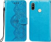 Voor Xiaomi Redmi 6 Pro / Mi A2 Lite Flower Vine Embossing Pattern Horizontale Flip Leather Case met Card Slot & Holder & Wallet & Lanyard (Blue)