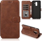 Voor Samsung Galaxy A6 Plus / A9 Star Lite Kalfsstructuur Magnetische Gesp Horizontale Flip Leren Case met Houder & Kaartsleuven & Portemonnee & Fotolijst (Koffie)