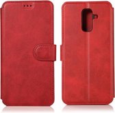 Voor Samsung Galaxy A6 Plus / A9 Star Lite Kalfsstructuur Magnetische gesp Horizontale flip lederen tas met houder & kaartsleuven & portemonnee & fotolijst (rood)