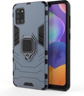 Voor Galaxy A31 PC + TPU schokbestendige beschermhoes met magnetische ringhouder (marineblauw)