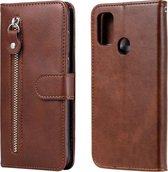 Voor Samsung Galaxy M30s Mode Kalf Textuur Rits Horizontale Flip Leren Case met Houder & Kaartsleuven & Portemonnee (Bruin)