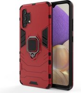 Voor Samsung Galaxy A32 4G schokbestendige pc + TPU beschermhoes met magnetische ringhouder (rood)