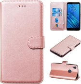 Voor Motorola Moto E6 Classic Kalfsstructuur Horizontale Flip PU-lederen tas, met houder & kaartsleuven en portemonnee (roségoud)