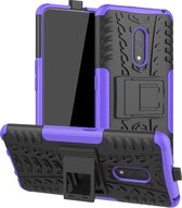Voor OPPO Realme X Tyre Texture Shockproof TPU + PC beschermhoes met houder (paars)