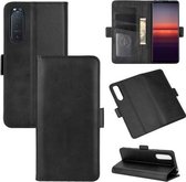 Voor Sony Xperia 5 II Dubbelzijdige magnetische gesp Horizontale flip lederen tas met houder & kaartsleuven en portemonnee (zwart)