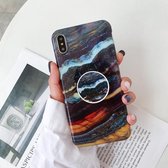 Glanzende marmeren opvouwbare beugel TPU-hoesje voor iPhone X / XS (Z27)