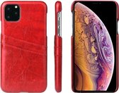 Fierre Shann Retro Oil Wax Texture PU lederen tas met kaartsleuven voor iPhone 11 Pro (rood)
