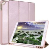Voor iPad 9/8/7/6/5 Horizontale flip tablet-pc PU lederen tas met drie-vouwbare houder en pennensleuf (roségoud)