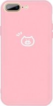 Voor iPhone 8 Plus / 7 Plus Small Pig Pattern Colorful Frosted TPU telefoon beschermhoes (roze)