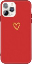 Voor iPhone 11 Pro Golden Love-heart Pattern Colorful Frosted TPU telefoon beschermhoes (rood)