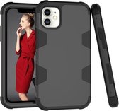 Voor iPhone 12 mini contrastkleur siliconen + pc schokbestendig hoesje (zwart)