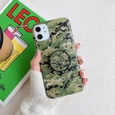 Schokbestendige IMD Camouflage TPU-beschermhoes met houder voor iPhone 12/12 Pro (groen)