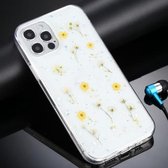 Gypsophila bloemenpatroon TPU beschermhoes voor iPhone 12/12 Pro (geel)