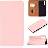 Voor Galaxy Note 10 effen kleur magnetische horizontale flip lederen tas met kaartsleuf en houder (roze)