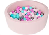 Ballenbad 90x30cm inclusief 200 ballen - Roze: wit, parel, grijs, zilver, babyblauw