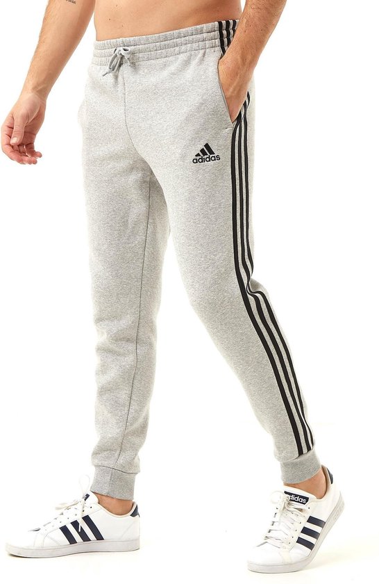Adidas Essentials 3-Stripes Fleece Joggingbroek Grijs Heren - Maat L