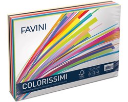 FAVINI® – 240 Vel Colorissimi – B4 – 250 × 350 mm – 220 g/m² – 12 Levende Kleuren – Opgeruwd Oppervlak – Pastels & Collage – Gemaakt in Italië
