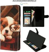 Bookcase Puppy Bruin - Apple iPhone XS Max - Portemonnee hoesje