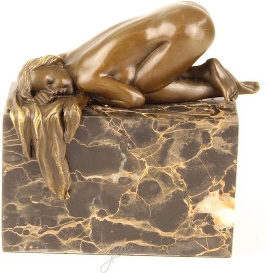 Beeldje - brons - naakte vrouw - 13,5cm hoog
