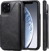 Voor iPhone 11 Pro schokbestendig kalfsleer beschermhoes met houder en kaartsleuven en frame (zwart)