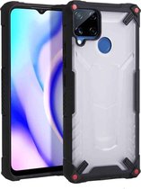 Voor OPPO Realme C12 / C15 Vierhoekige airbag Schokbestendig TPU + semi-transparante pc-behuizing (zwart)