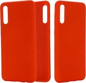 Effen kleur vloeibare siliconen dropproof volledige dekking beschermhoes voor Galaxy A50 (rood)