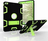 Voor iPad Air schokbestendige pc + siliconen beschermhoes, met houder (zwart geelgroen)