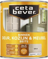 CetaBever Binnen Deur, Kozijn & Meubel Beits - Zijdeglans - Grijs - 750 ml