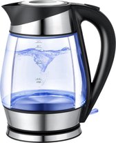 Waterkoker - Aigi Cubin - LED Verlichting - 1.7 Liter - 2200 Watt - RVS/Glas - Zwart/Zilver