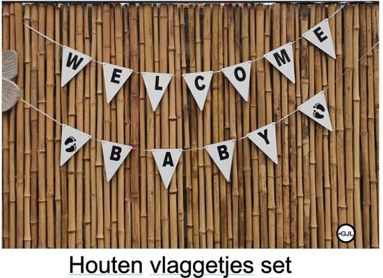 Houten Geboorte - vlaggetjes - Slingers - Welcome Baby - Jongens en Meisjes  -... | bol.com
