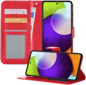 Samsung A52 Hoesje Book Case Hoes Portemonnee Cover - Samsung Galaxy A52 Case Hoesje Wallet Case - Rood