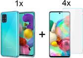 Samsung A71 5G hoesje transparant - Samsung Galaxy A71 hoesje case siliconen hoesjes cover hoes - 4x Samsung A71 Screenprotector