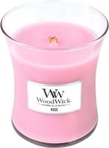 Woodwick Hourglass Medium Geurkaars - Rose