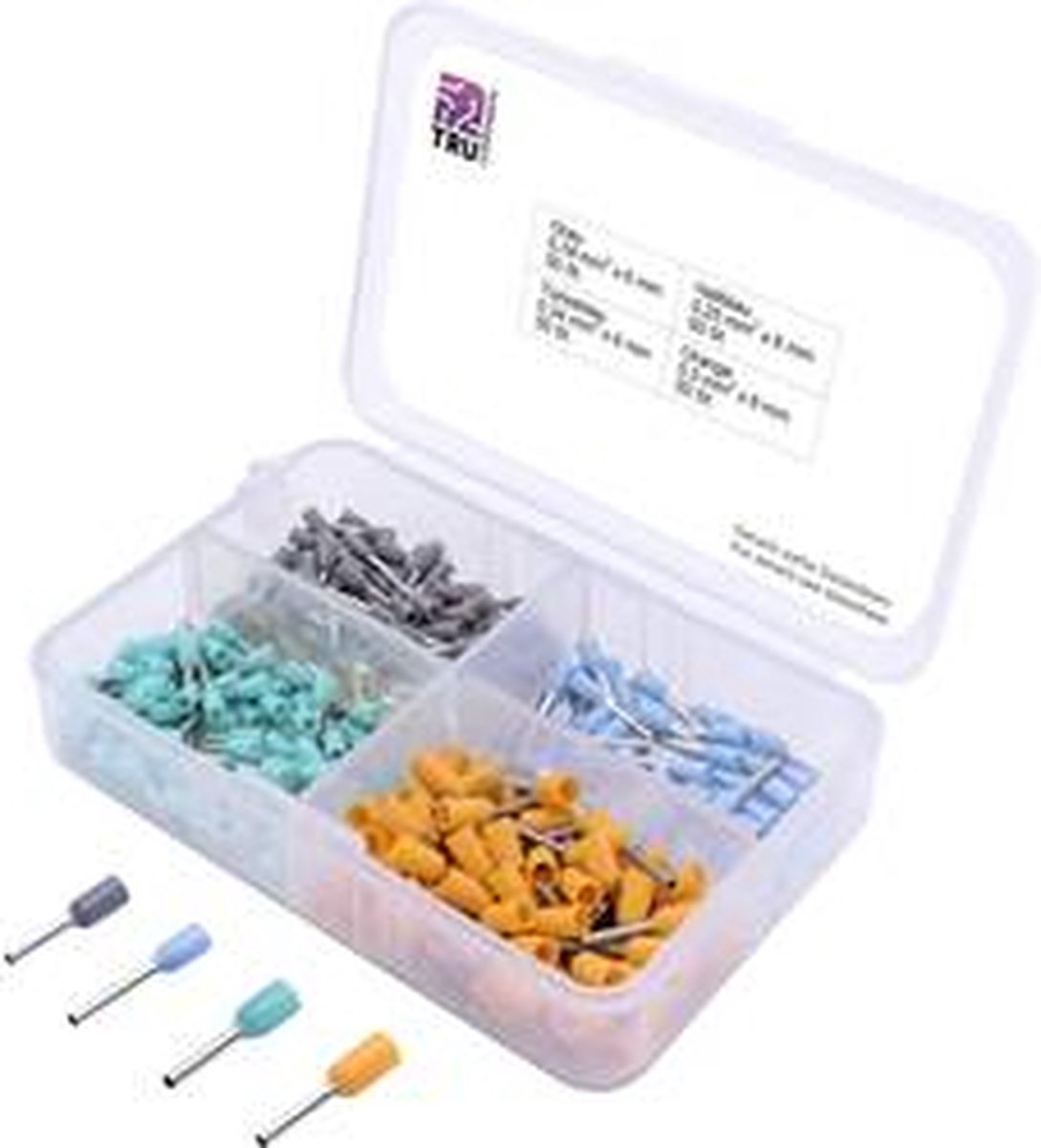 TRU COMPONENTS T1903C023 Assortiment adereindhulzen 0.14 mm², 0.25 mm², 0.34 mm², 0.50 mm² Deels geïsoleerd Grijs, Lich