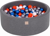 Ronde Ballenbak set incl 200 ballen 90x30cm - Donker Grijs: Pearl Blauw, Pearl Wit, Oranje, Zilver