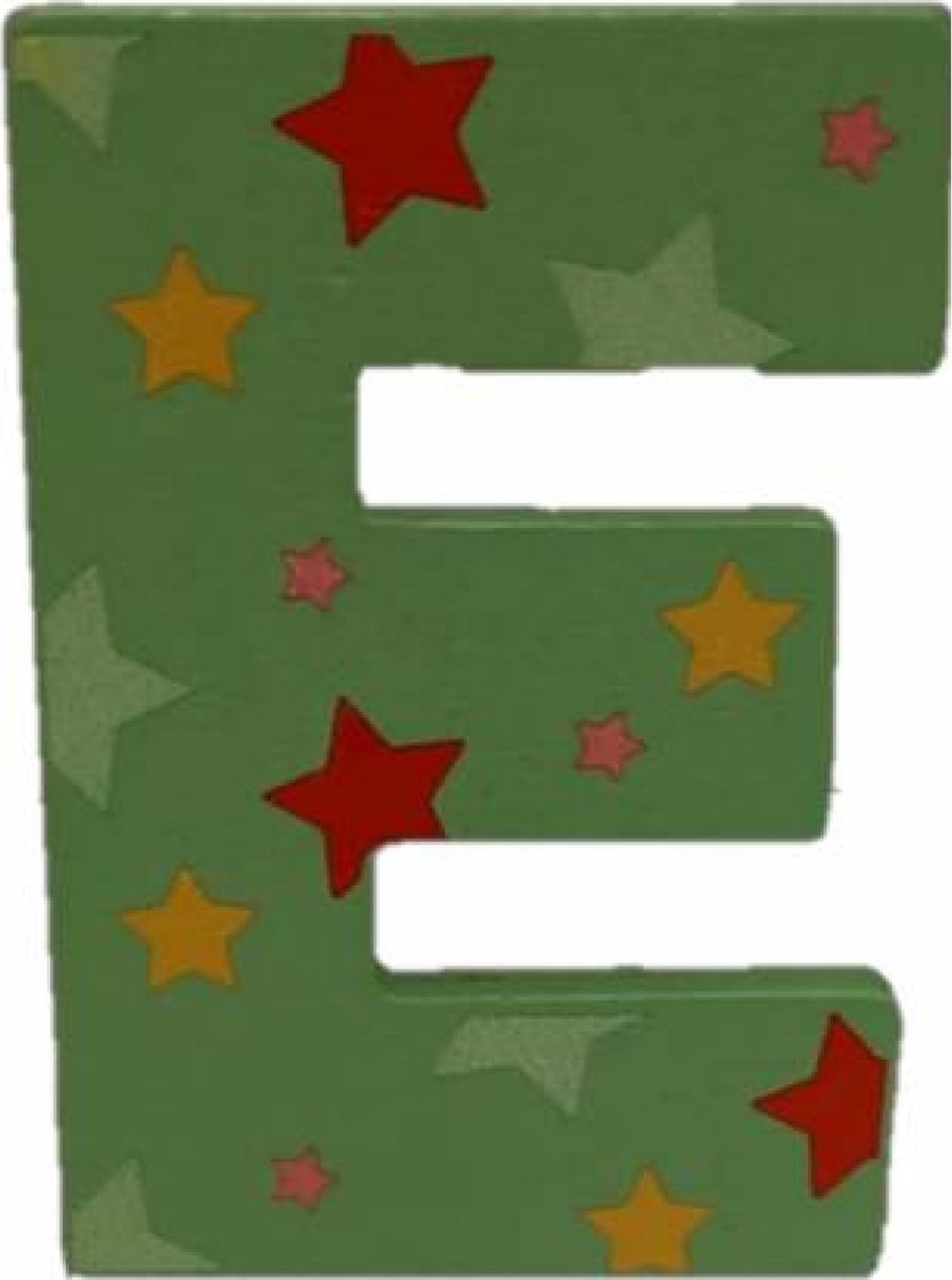 Decoratieletter - E - Hout - 7cm - Groen
