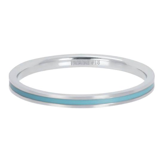 IXXXI jewelry Vulring  Line Turquoise zilverkleurig 2 mm - maat 19