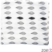 Zoedt - hydrofiele doek - blaadjes patroon - zwart wit - 120x120cm