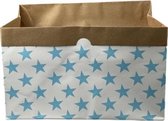 papieren opbergzak / Kartonnen doos met sterren - Blauw / Wit - Karton - 335 x 25 195 mm
